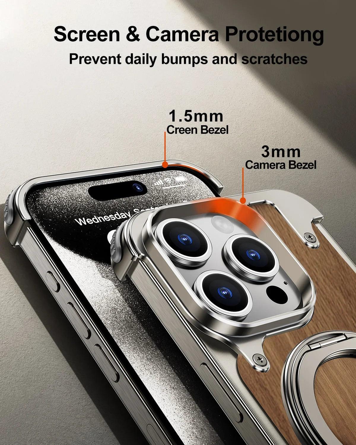 Aluminum/Wood Magnetic Rimless Phone Case For iPhone - IDefend