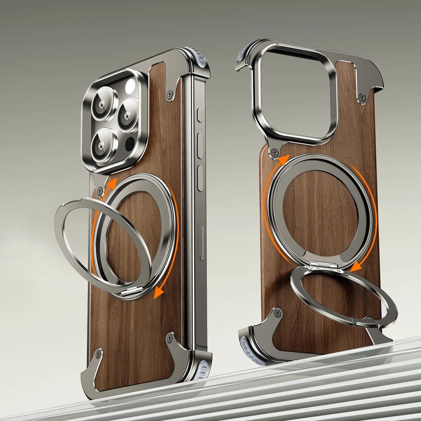 Aluminum/Wood Magnetic Rimless Phone Case For iPhone - IDefend