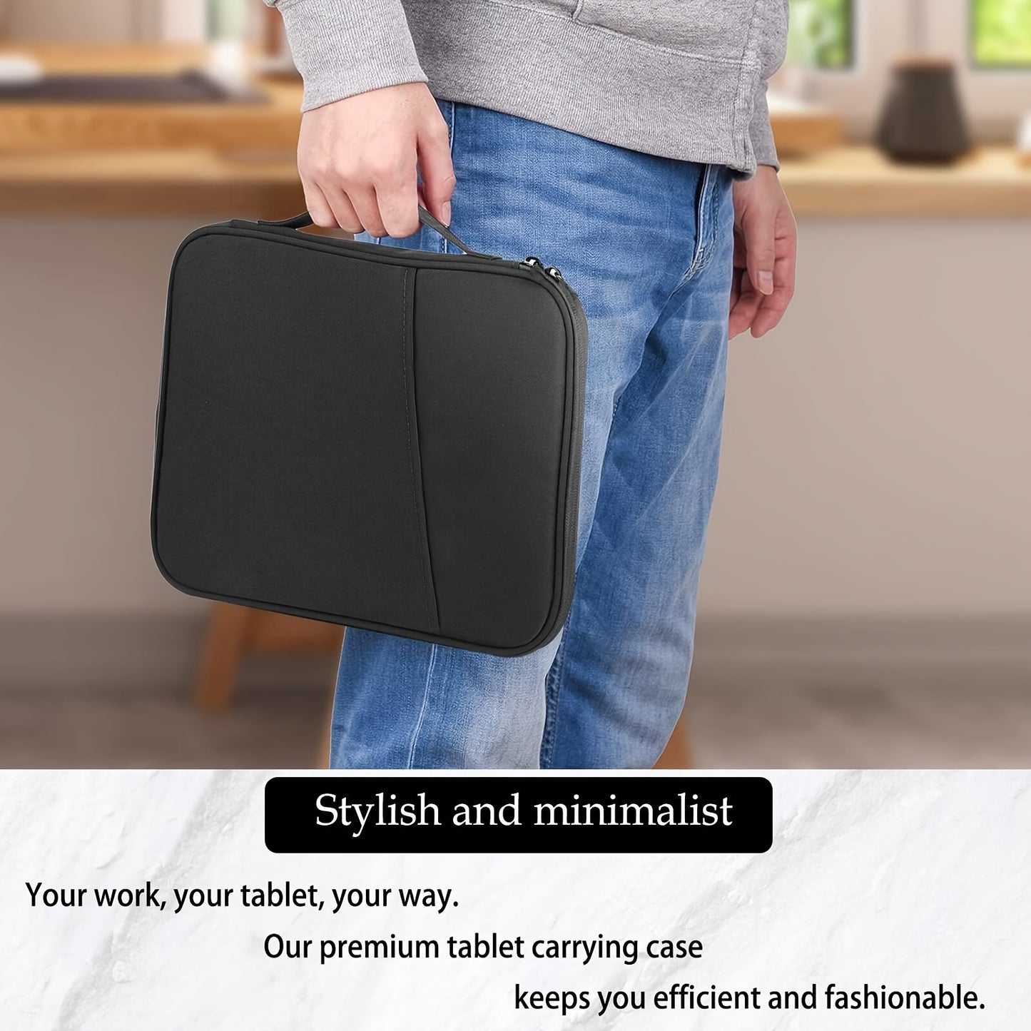 Tablet Sleeve Case / iPad Carrying Case Compatible with iPad, Kindle, Galaxy And Android Tablets, with Handle And Front Pocket