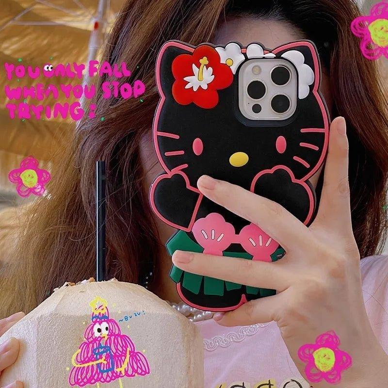 3D Cartoon Grass Skirts Sanrios Hello Kitty Phone Case for IPhone - IDefend