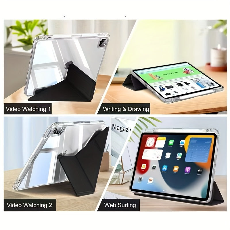 Cover for iPad 10.9/10.2/ Air 5th Gen/Pro11/10th/9.7, Apple iPad Air 2/ Air, iPad (7th Gen), iPad (8th Gen), iPad Air 4/5, iPad Pro 11 2022 - for iPad 10.9/10.2/ Air 5th Gen/Pro11/10th/9.7 - Acrylic, Foldable, Lightweight, St