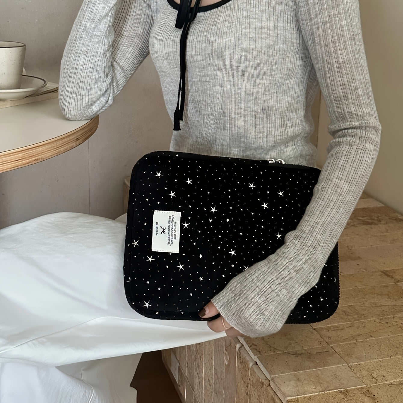 Starry Night Polyester Laptop Sleeve, Shock-Absorbing Tablet Clutch Case for iPad, MacBook 25.4/27.94/33.02/35.56/38.1/39.62 cm, Protective Liner Bag