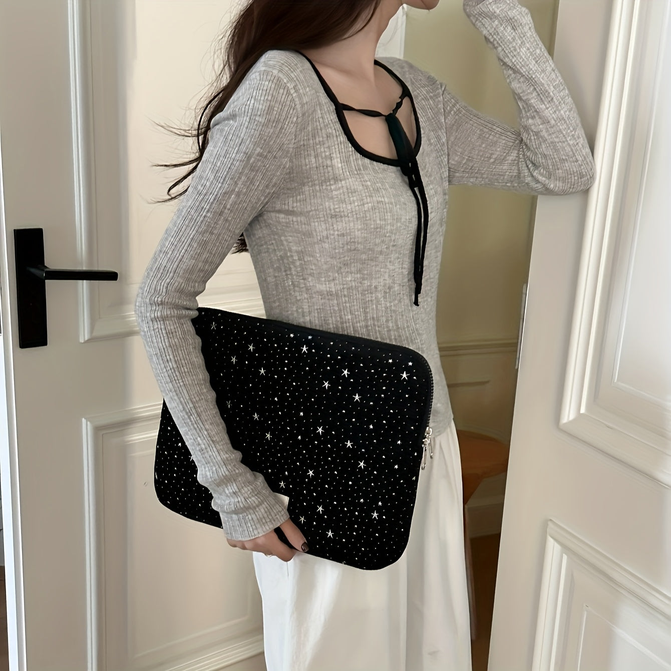 Starry Night Polyester Laptop Sleeve, Shock-Absorbing Tablet Clutch Case for iPad, MacBook 25.4/27.94/33.02/35.56/38.1/39.62 cm, Protective Liner Bag