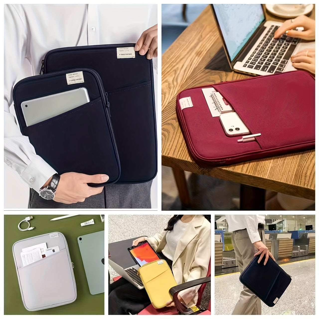 Korean-Style INS Simple Tablet Sleeve for iPad 10.2-11 Inch, MacBook Air 13.3, Lightweight Shockproof 12.9/13 Inch, New M3 13.6 Inch, for HP, for, Notebook Storage Bag, Multifunctional Digital Bag, A4 File Bag, Polypropylene