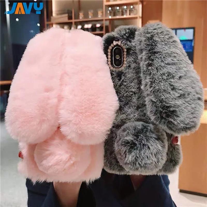 JAVY Plush Rabbit Cute Warm Phone Case Fur Cover For Iphone - IDefend