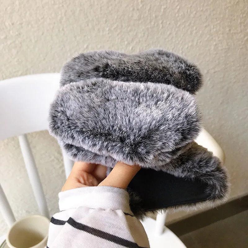 JAVY Plush Rabbit Cute Warm Phone Case Fur Cover For Iphone - IDefend
