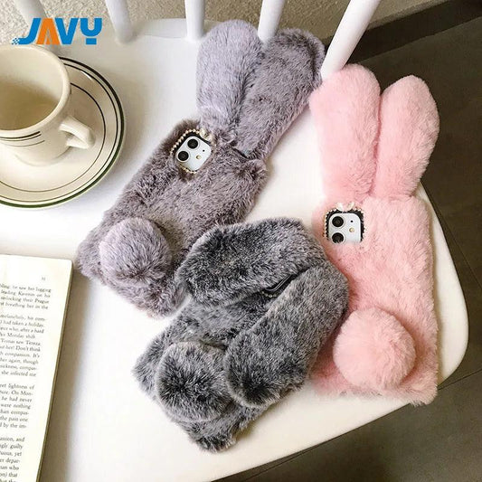 JAVY Plush Rabbit Cute Warm Phone Case Fur Cover For Iphone - IDefend