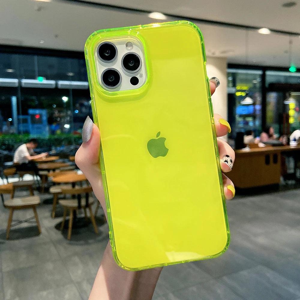 Ins Neon Fluorescent Color Clear Case For iPhone - IDefend