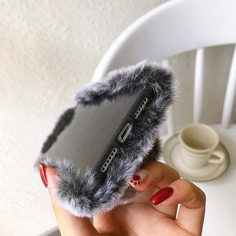 JAVY Plush Rabbit Cute Warm Phone Case Fur Cover For Iphone - IDefend