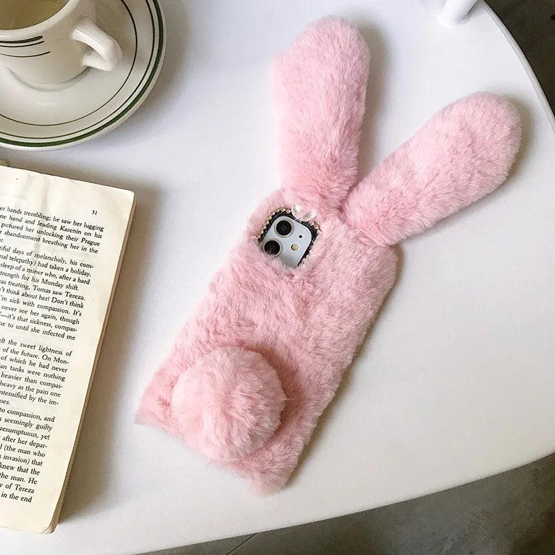 JAVY Plush Rabbit Cute Warm Phone Case Fur Cover For Iphone - IDefend