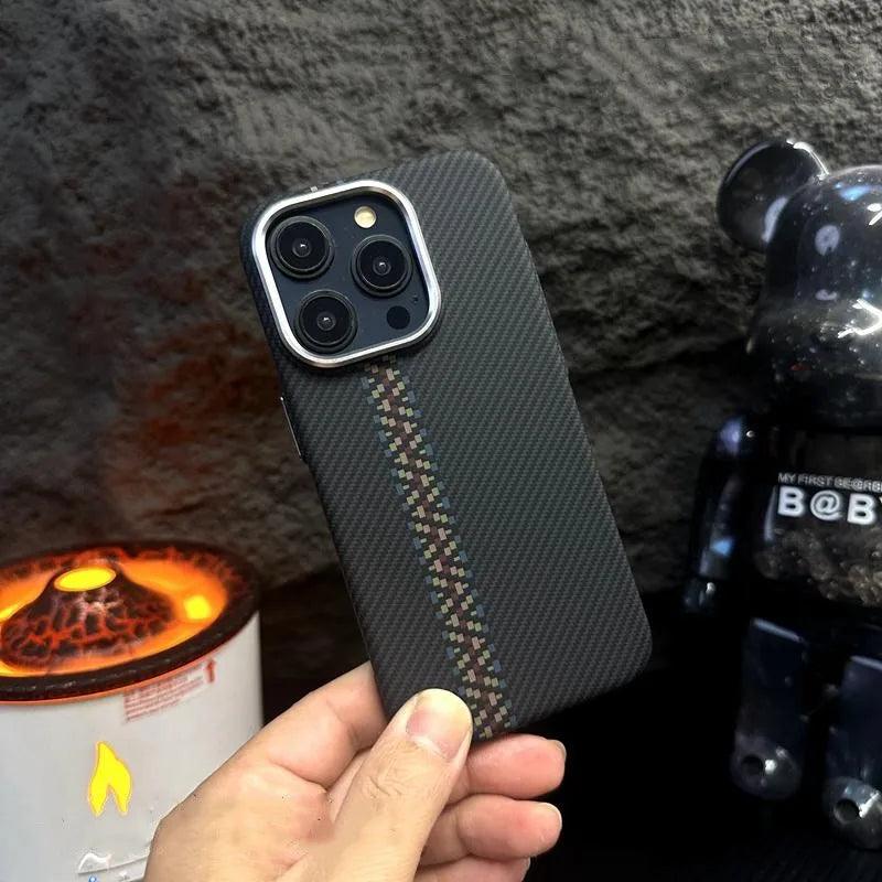 Carbon Fibre Relief Wireless Charging MagSafe Phone Case for iPhone - IDefend