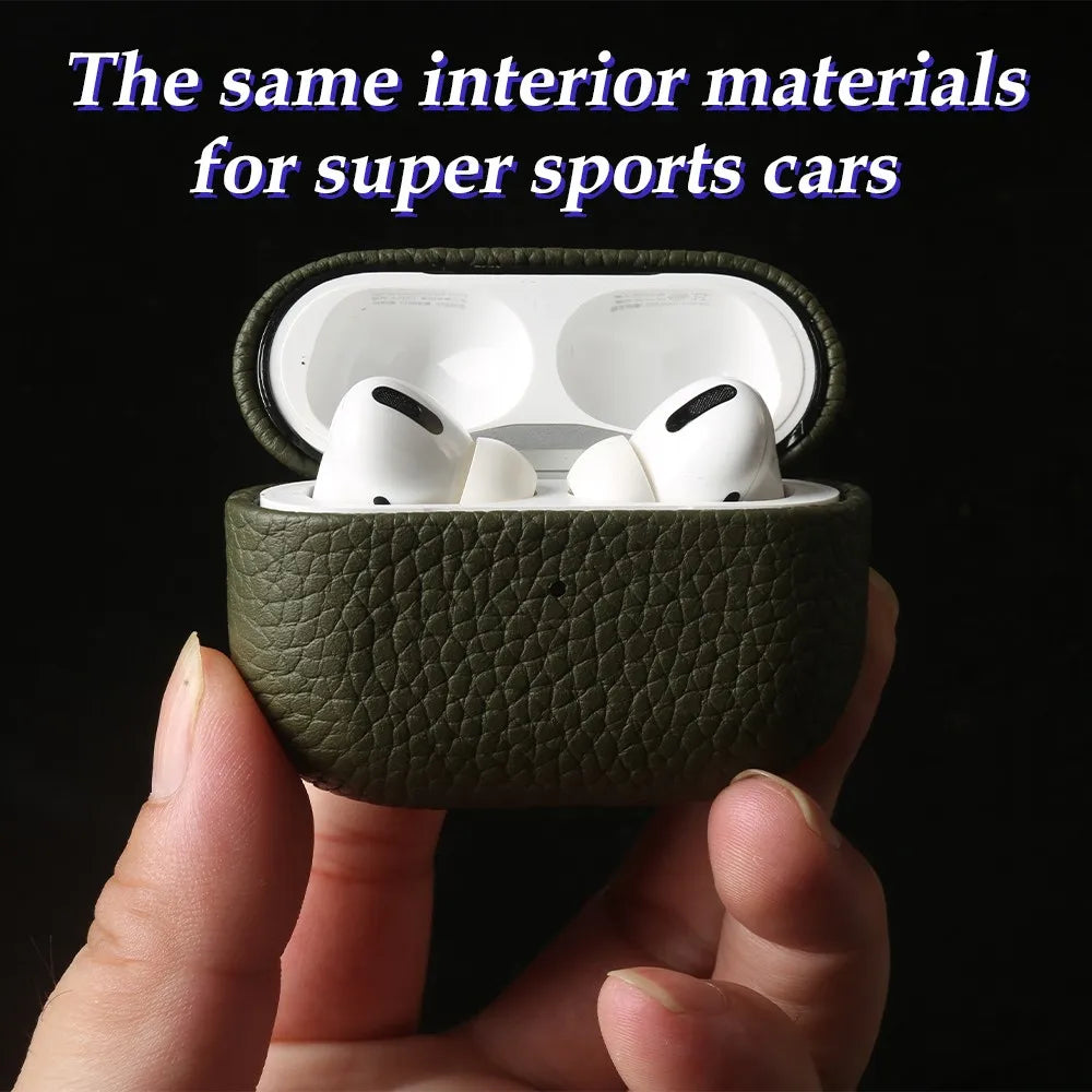 For Airpods Pro Case 100% Genuine Leather Case For Airpods 3 / 2 / Pro2 Protection Box Cases AirPods Case Cowhide Charging Box