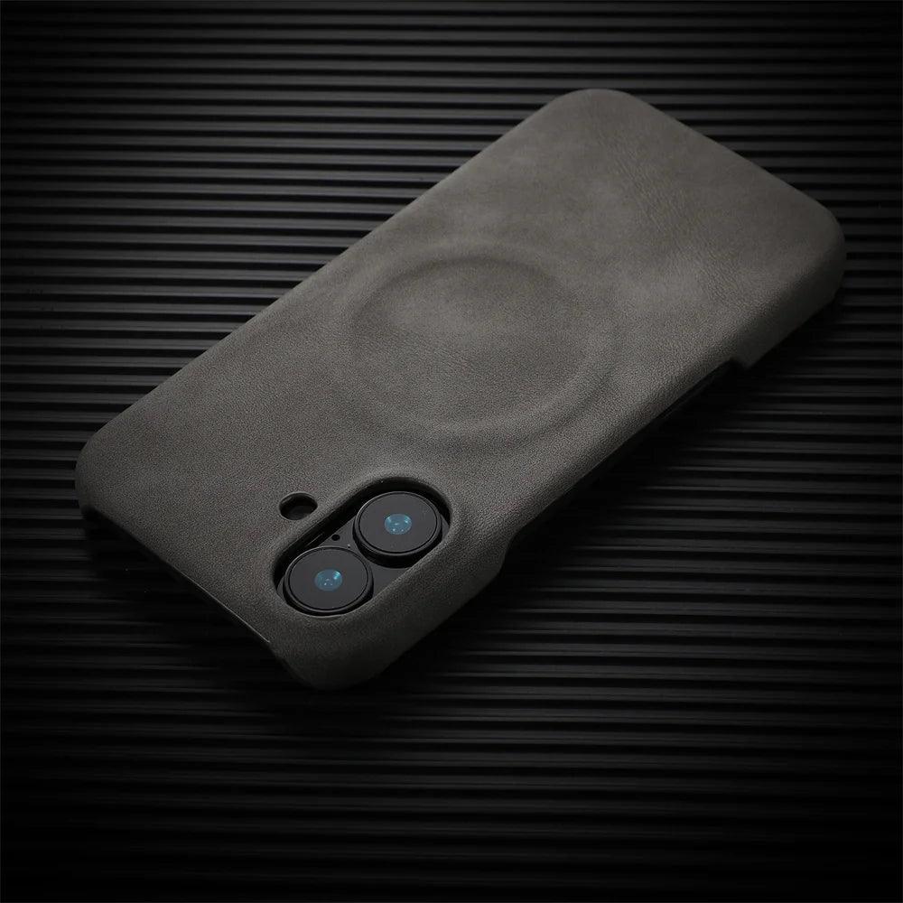 Business Sheepskin Leather Magnetic Phone Case For iPhone - IDefend