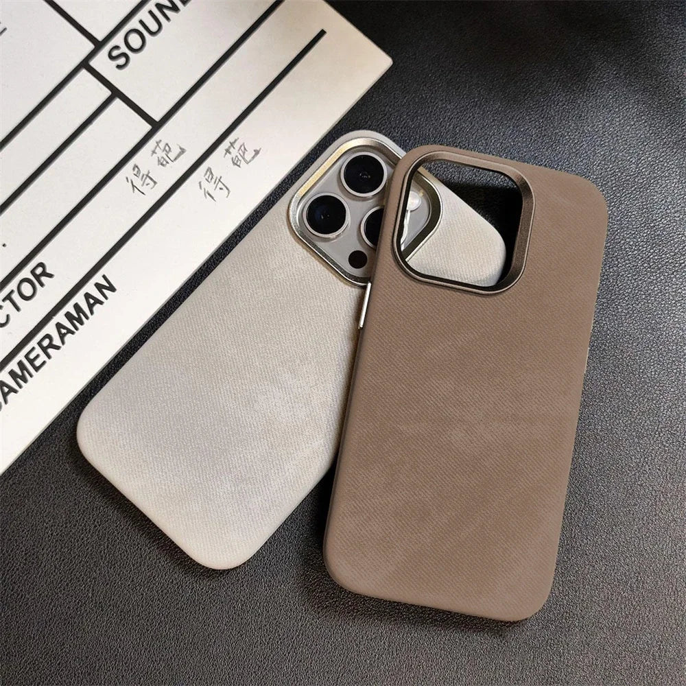 Luxury For MagSafe Fiber Leather Case For iPhone - IDefend