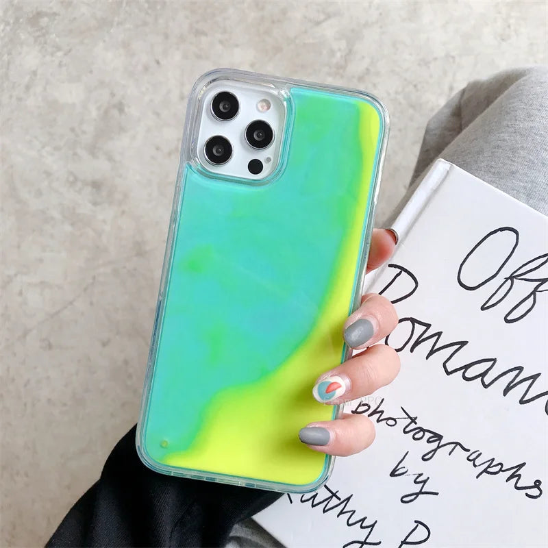 Night Glow Gloss Dynamic Sand Liquid Back Iphone case - IDefend