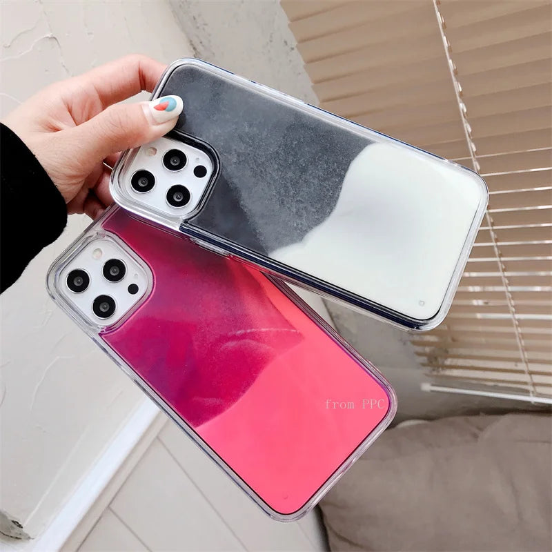 Night Glow Gloss Dynamic Sand Liquid Back Iphone case - IDefend