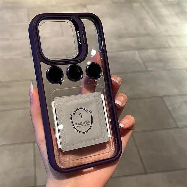 Lens Metal Ring Protector Stand Phone Case - IDefend