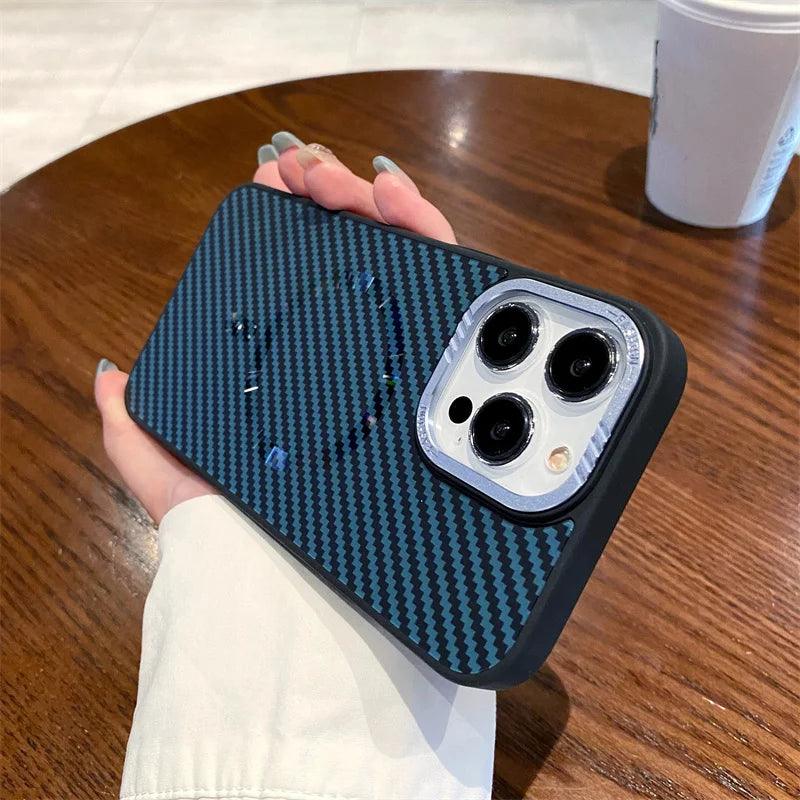 Carbon fiber striped magnetic phone case For iPhone - IDefend