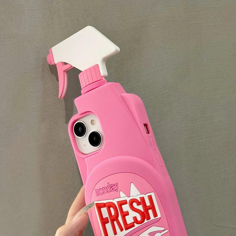 Pink Chic Fresh Clean Bottle Style 3D Cartoon for iPhone - IDefend