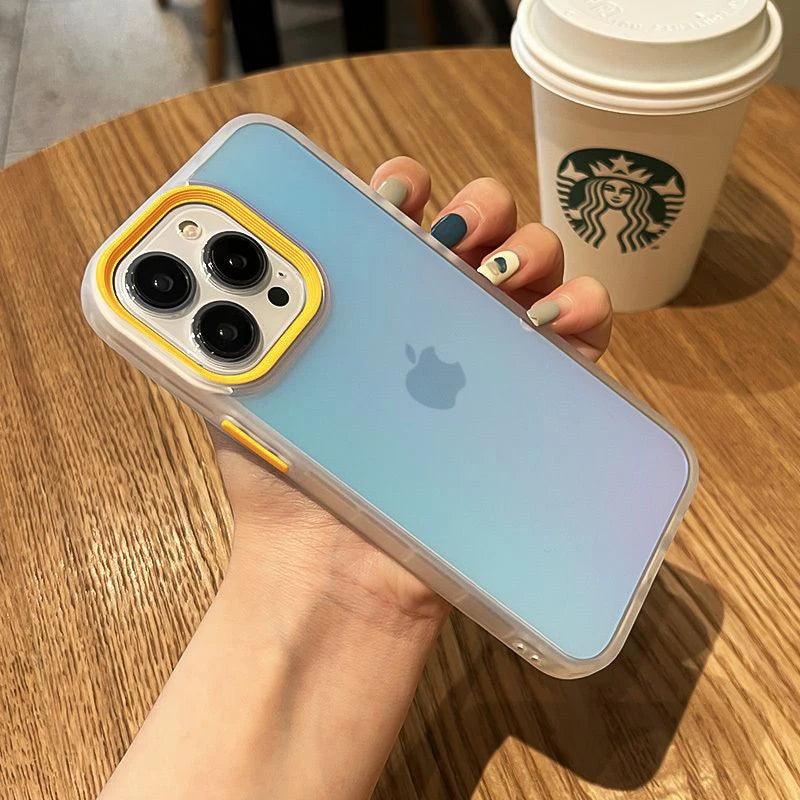 Luxury Matte Gradient Laser Case For iPhone 11 12 13 14 15 Pro Max Shockproof Case For iPhone 15 14 Plus Phone Cover Accessories - IDefend