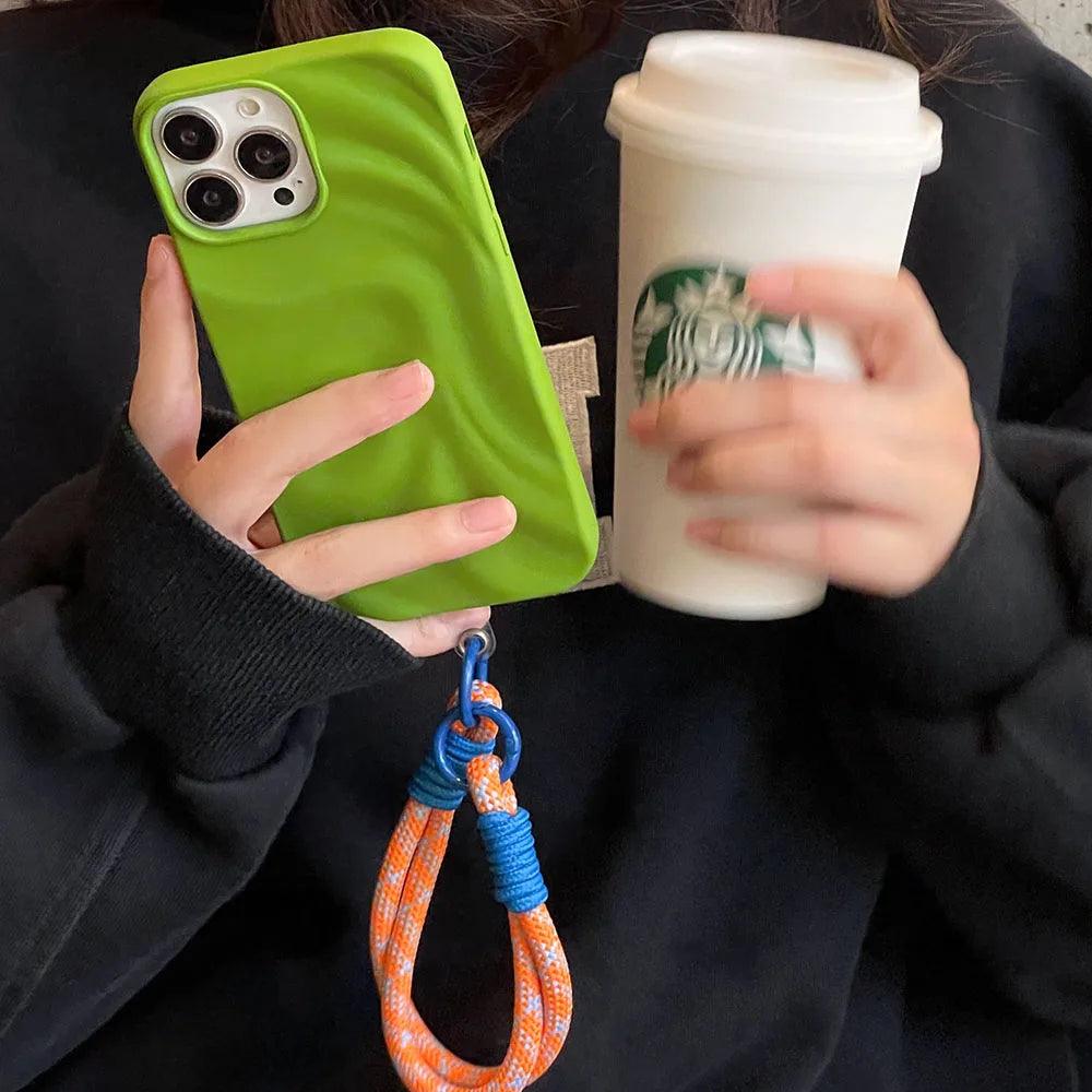 Wrinkle Pleats Colorful Lanyard Case for iPhone - IDefend