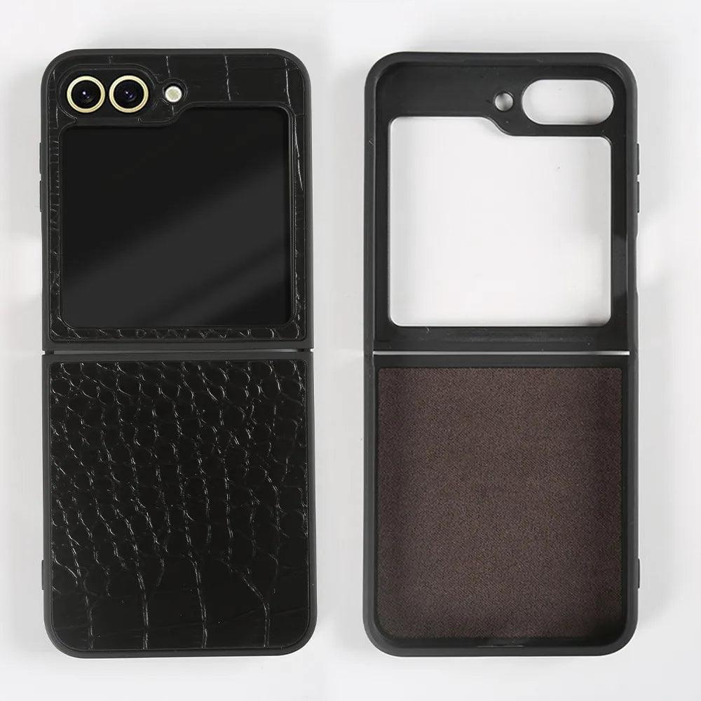 Luxury Hand Crafted Genuine Leather Case For Samsung Galaxy Z Flip - IDefend