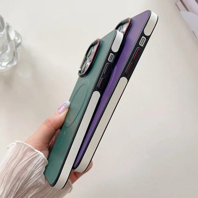 Business Double Color Leather Magsafe Case for iPhone - IDefend