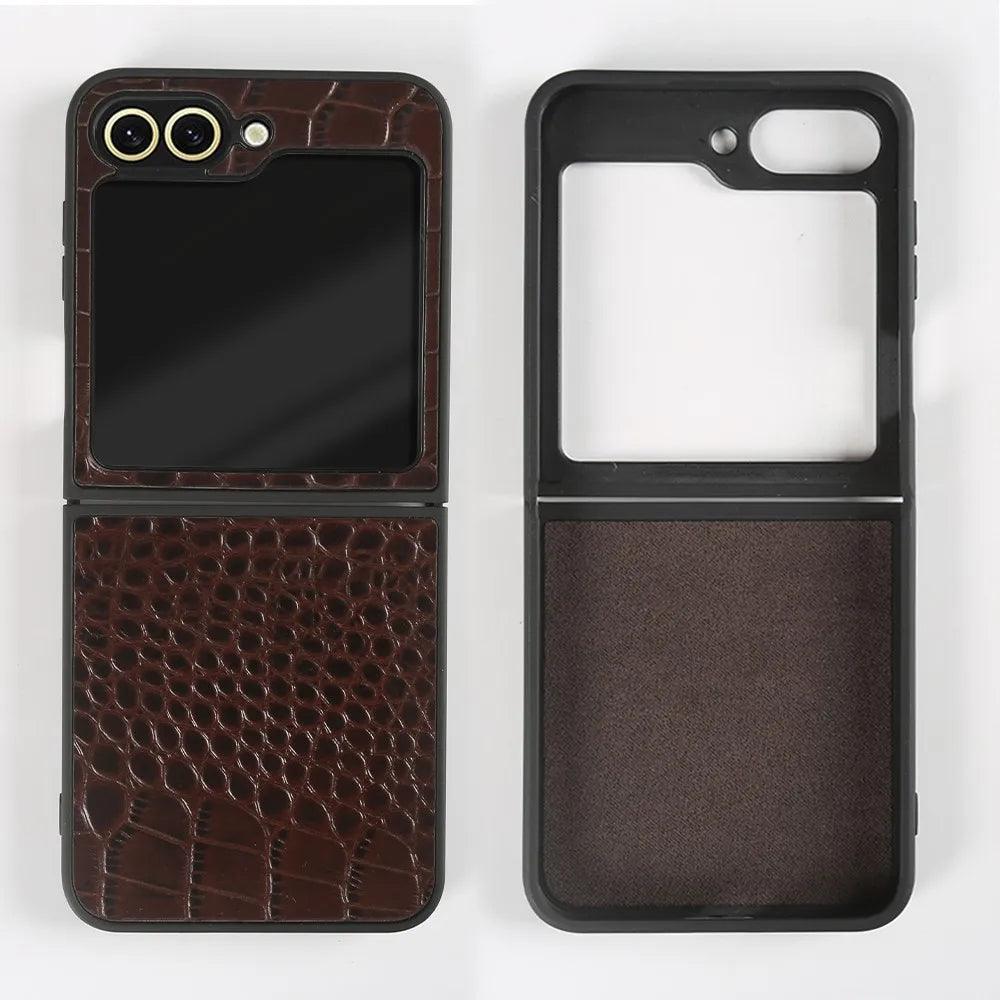 Luxury Hand Crafted Genuine Leather Case For Samsung Galaxy Z Flip - IDefend