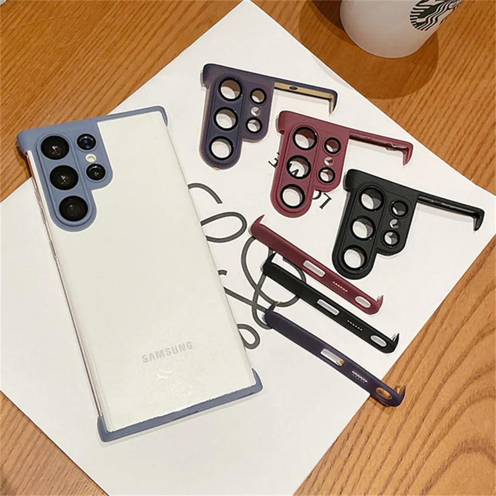 Luxury Camera Lens Glass Film Protection Four Corner Air Cushion Case for Samsung - IDefend