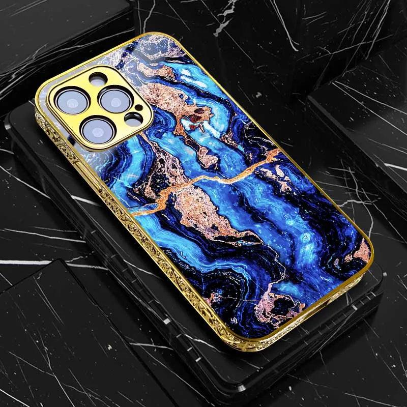 Golden Art Marble Design For iPhone Shockproof Gold Case For iPhone - IDefend
