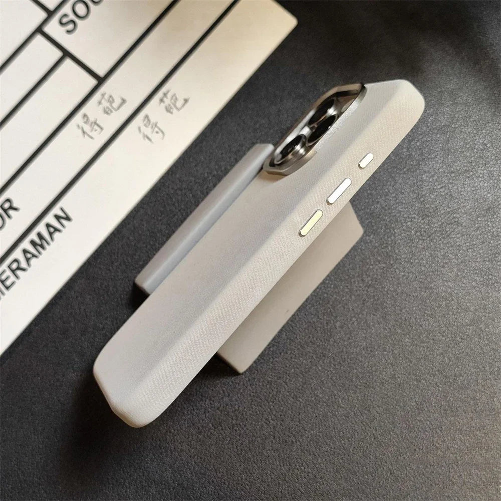 Luxury For MagSafe Fiber Leather Case For iPhone - IDefend