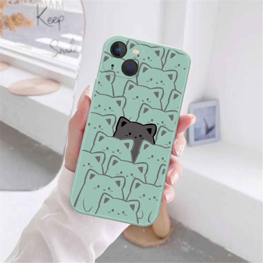 Cute Cartoon Cat Phone Cover For iPhone 2 - IDefend