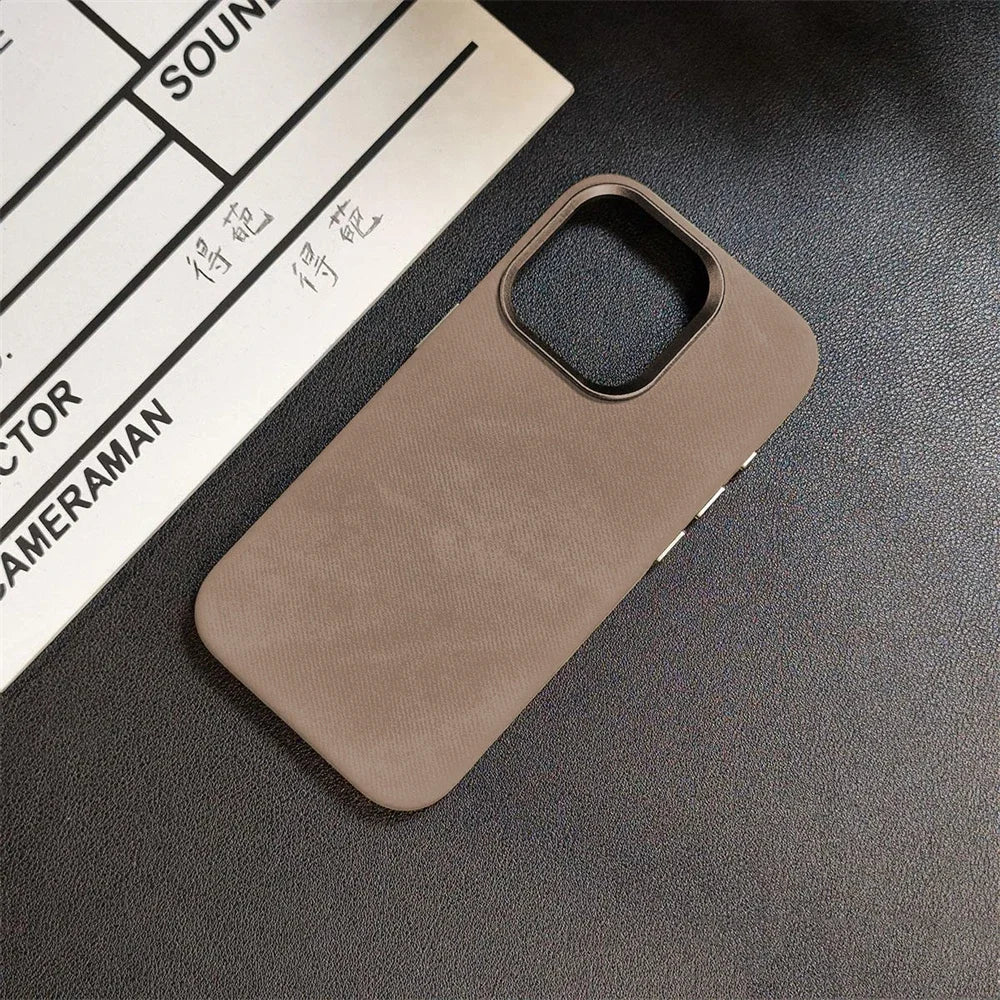 Luxury For MagSafe Fiber Leather Case For iPhone - IDefend