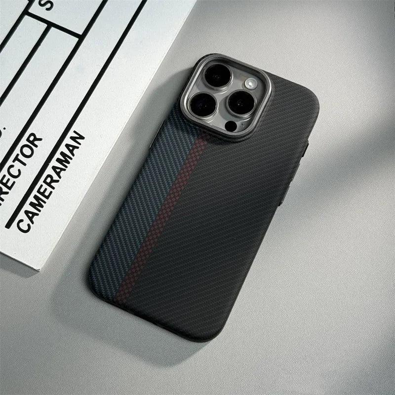 Geometric Carbon Fiber Texture 3D Relief Magsafe Phone Case for iPhone - IDefend