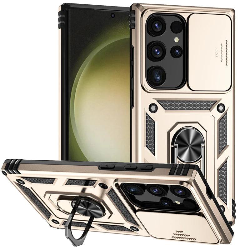 Samsung Galaxy S24 Ultra Case Slide Camera Magnetic Stand Ring Phone Case - IDefend
