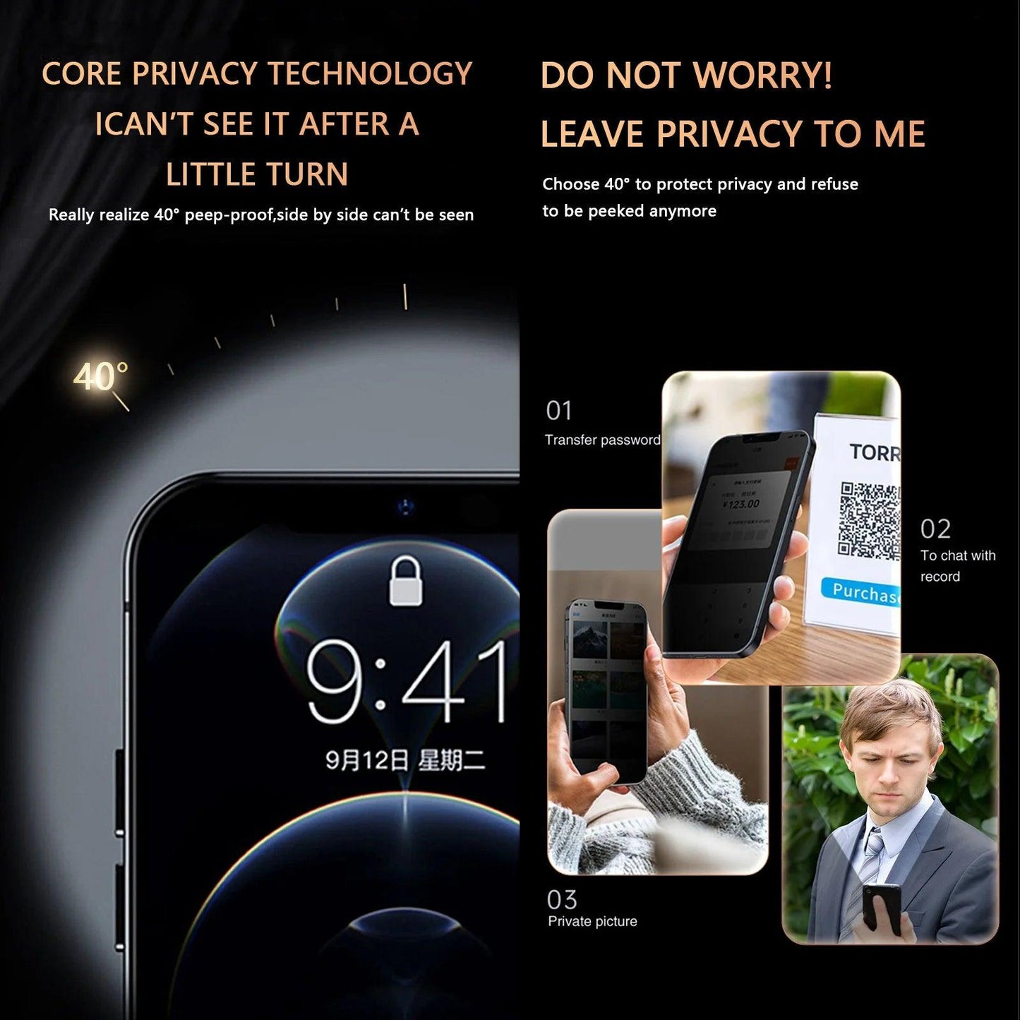 Privacy Screen Protector For Vivo Anti-Spy Glass 4Pcs - IDefend