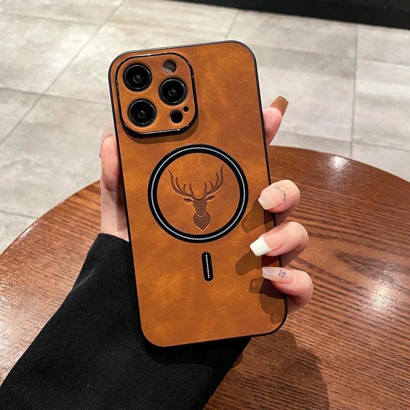 Luxury Magsafe Wireless Charge Deer Cortex Phone Case For iPhone - IDefend