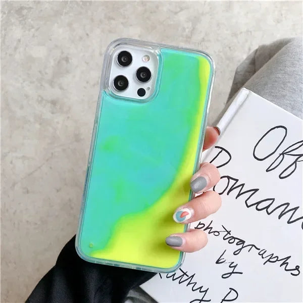 Night Glow Gloss Dynamic Sand Liquid Back Iphone case - IDefend