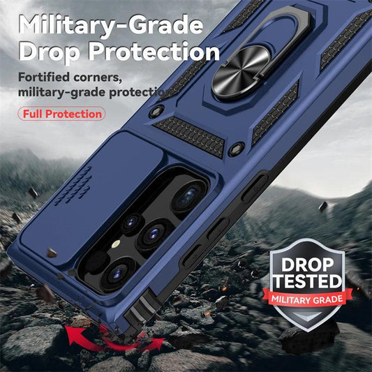 Samsung Galaxy S24 Ultra Case Slide Camera Magnetic Stand Ring Phone Case - IDefend