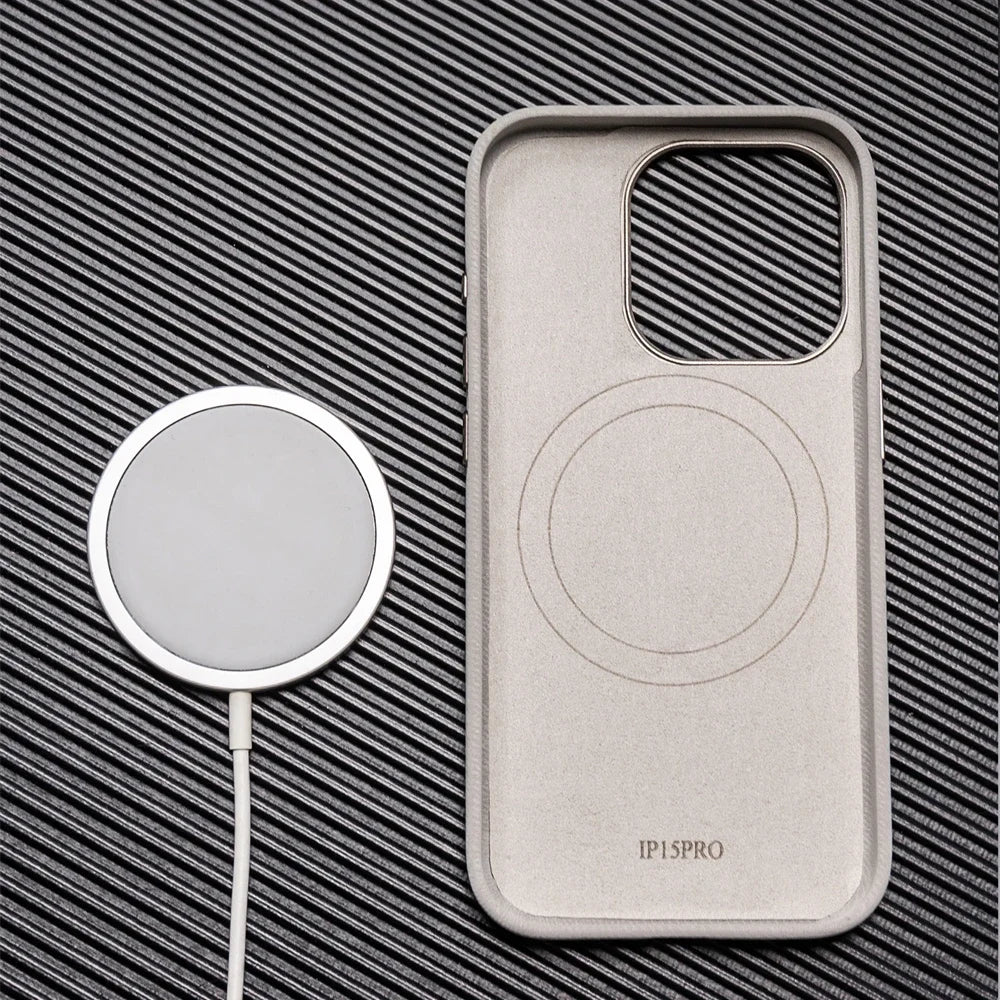 Luxury For MagSafe Fiber Leather Case For iPhone - IDefend