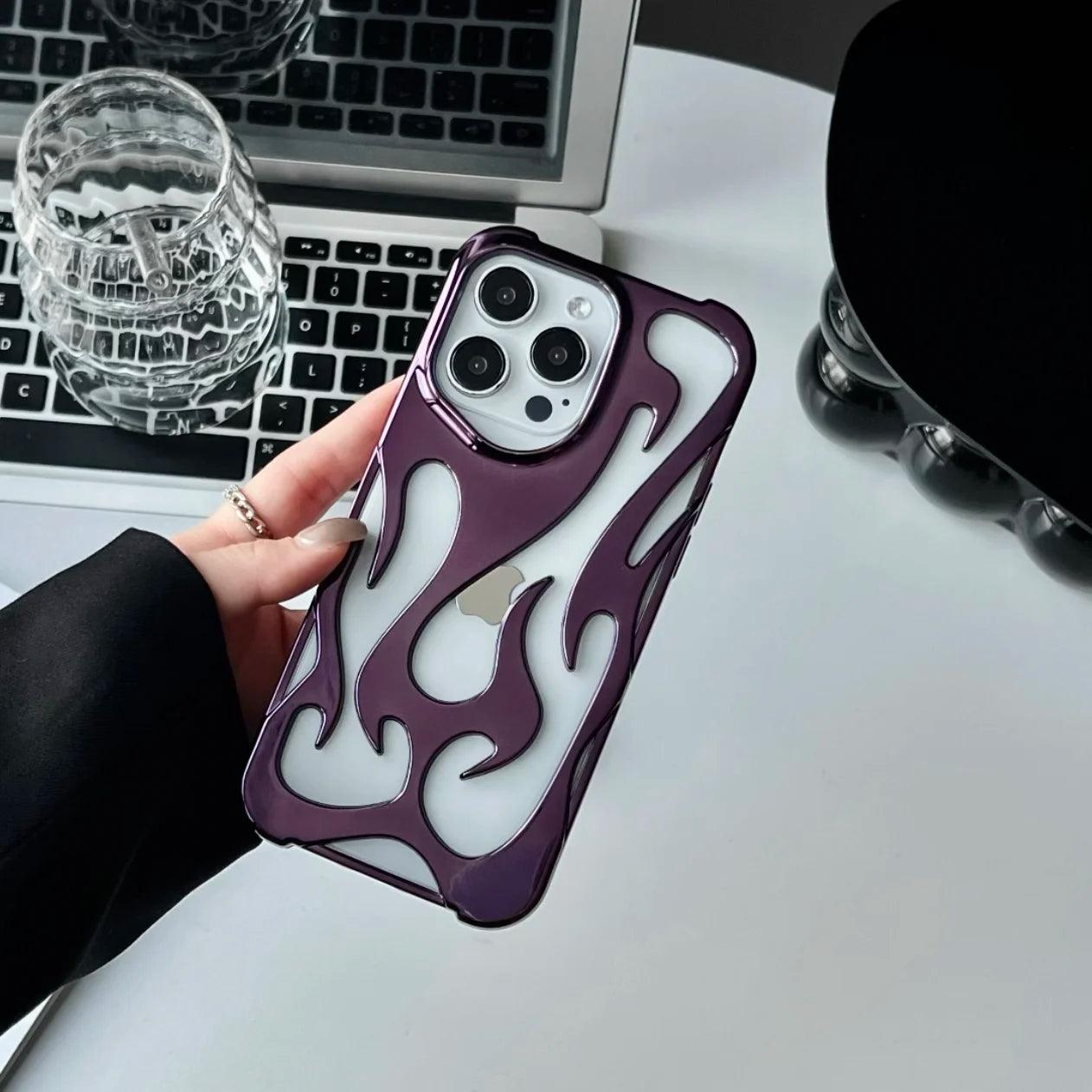 New 3D Flame pattern Phone Case for iPhone - IDefend