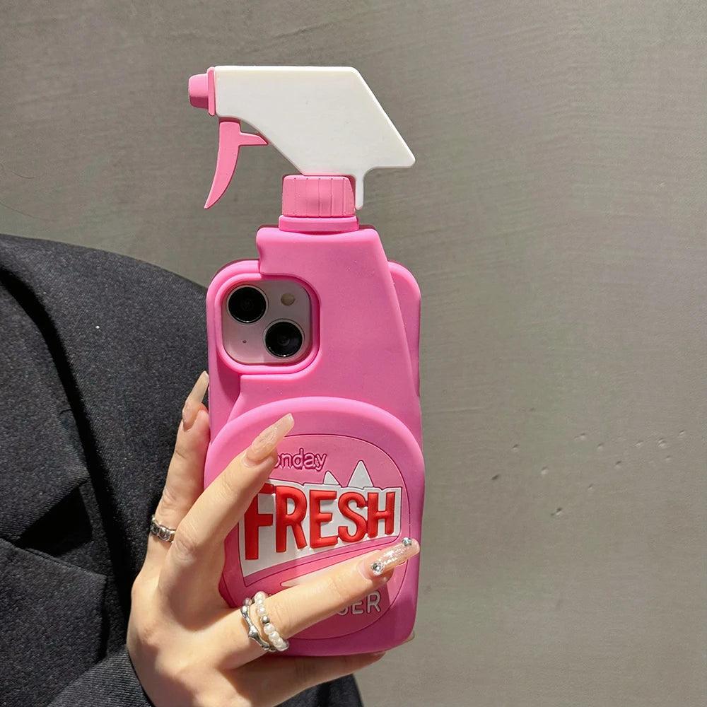 Pink Chic Fresh Clean Bottle Style 3D Cartoon for iPhone - IDefend