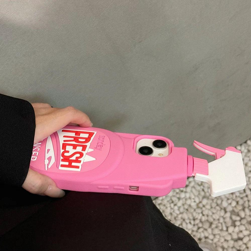 Pink Chic Fresh Clean Bottle Style 3D Cartoon for iPhone - IDefend