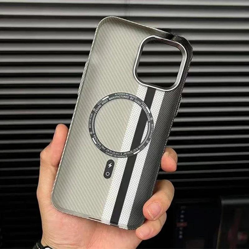 Carbon fiber texture Magsafe case for iphone - IDefend