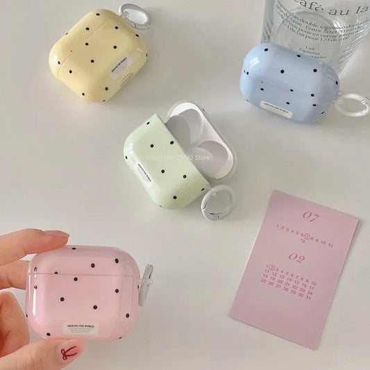 Simplicity Color Full Screen Black Wave Point Shockproof Protective Case Cover For AirPods 1or 2 3 4 Case For AirPods Pro Pro 2