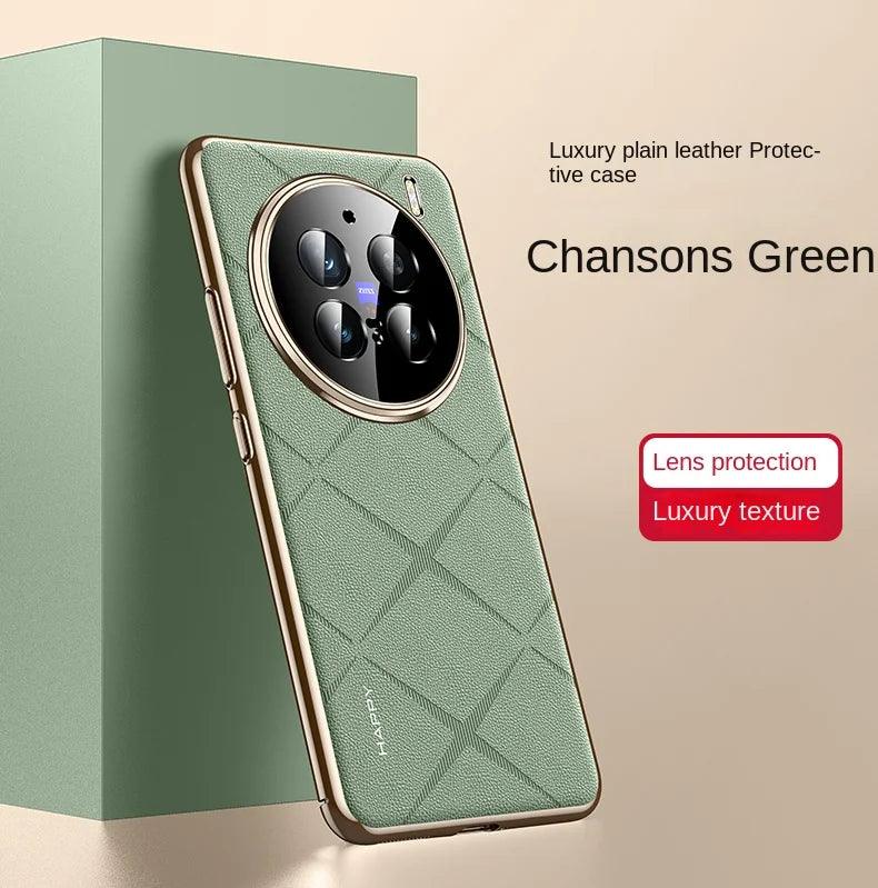 For VIVO X200 Pro Case Luxury Vegan Leather Lens Protective Back Case For VIVO - IDefend