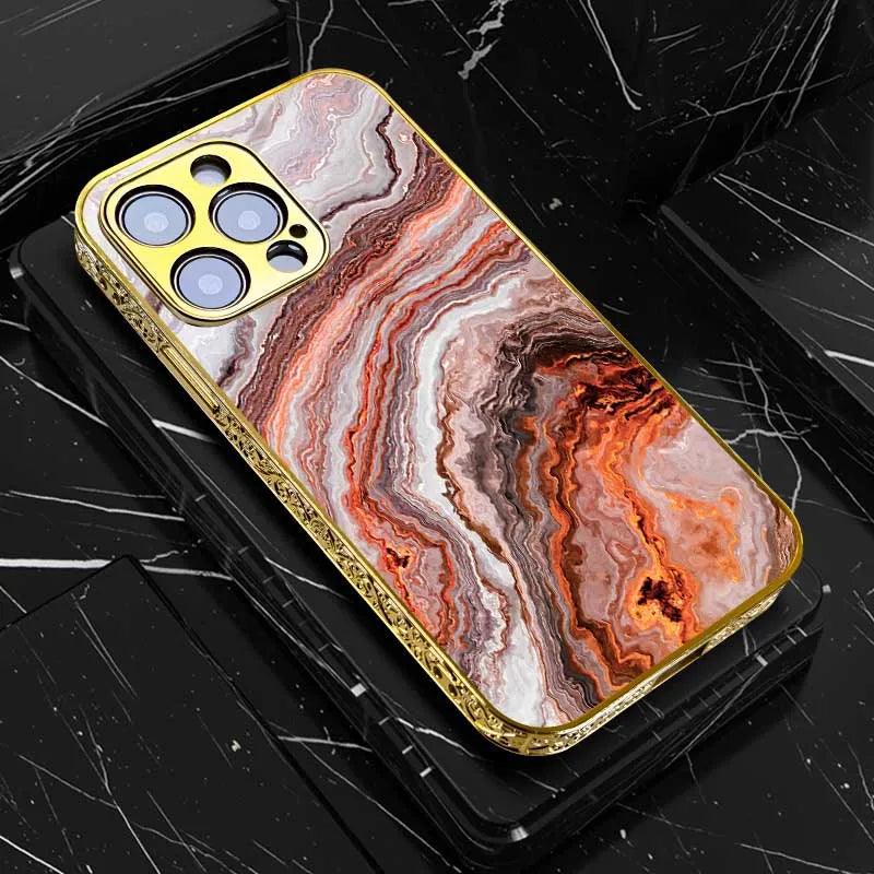 Golden Art Marble Design For iPhone Shockproof Gold Case For iPhone - IDefend