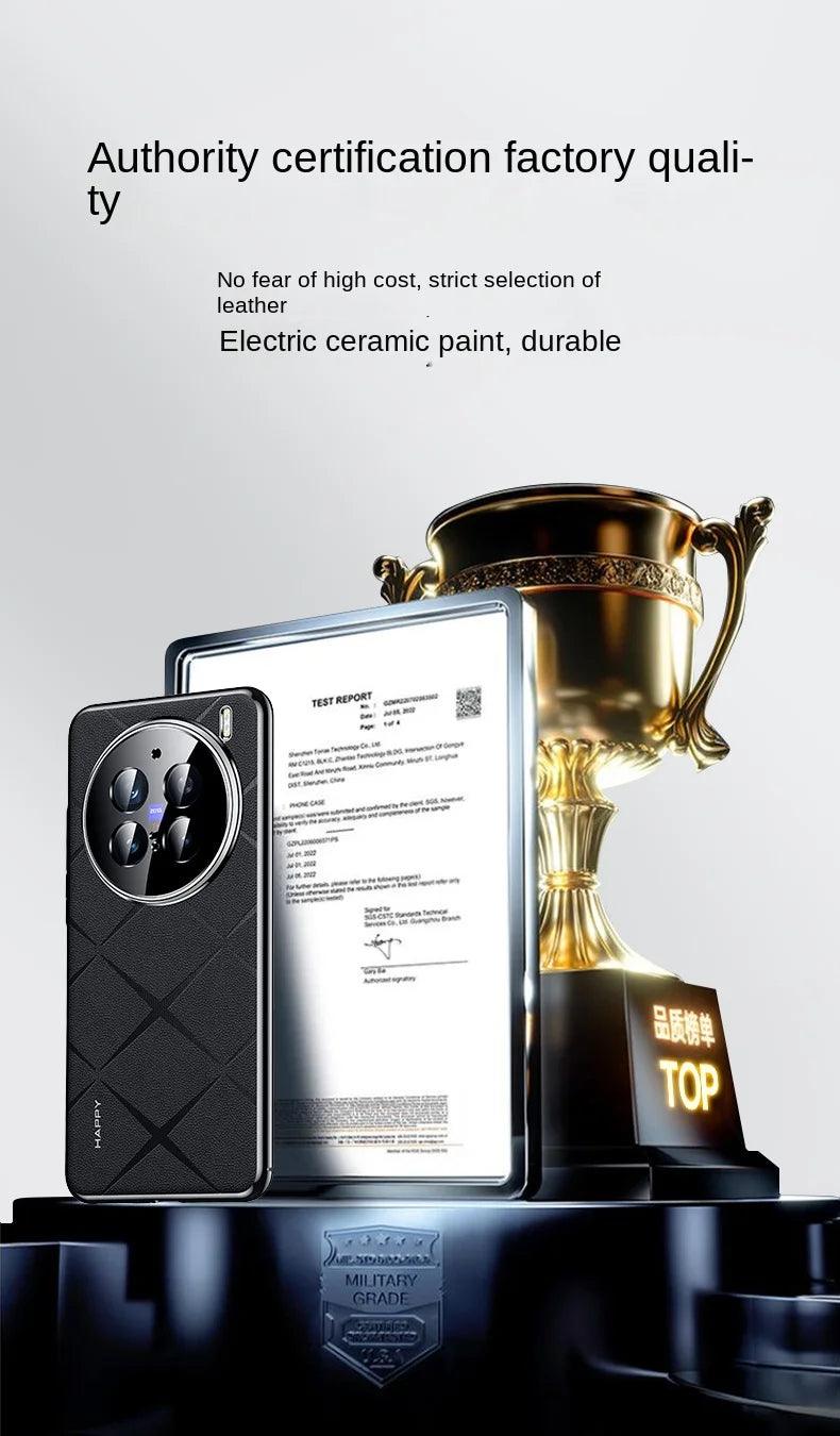 For VIVO X200 Pro Case Luxury Vegan Leather Lens Protective Back Case For VIVO - IDefend