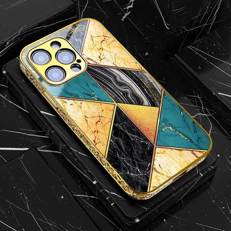 Golden Art Marble Design For iPhone Shockproof Gold Case For iPhone - IDefend