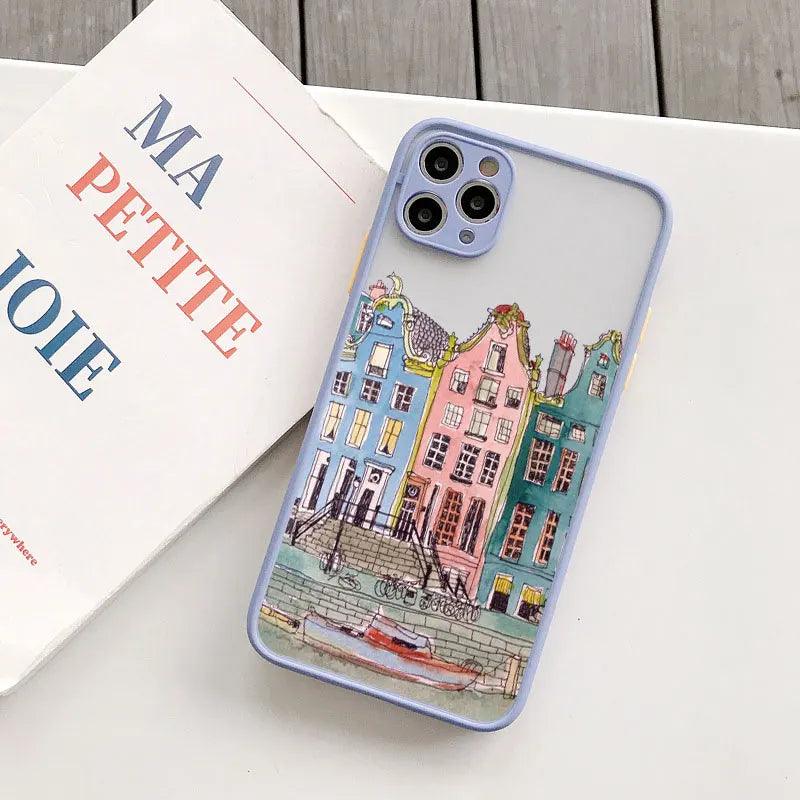 Colourful Painted House Scenery Phone Case For iPhone - IDefend